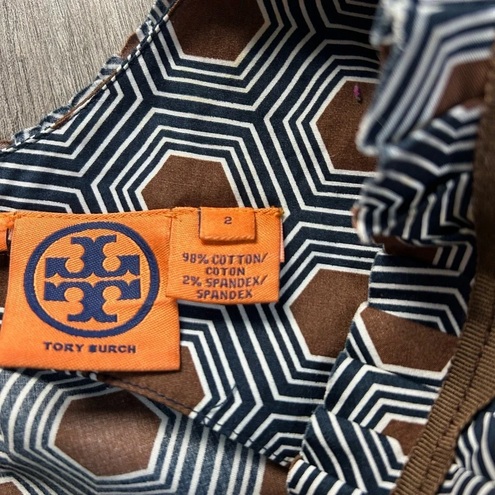 Tory Burch Sleeveless Geometric Print‎ Silk Blouse
